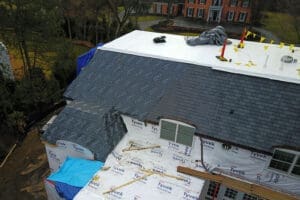 installation of a davinci slate roof on a chicago northshore home